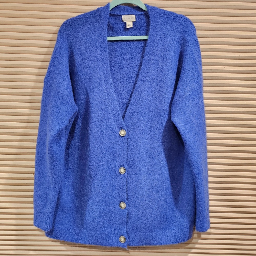 Caslon Blue Alpaca Blend Oversized V-Neck Button Front Cardigan Sweater 1X